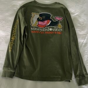 Vineyard Vines Olive Green St. Patrick's Whale Graphic Long Sleeve